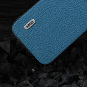 For iPhone 14 ABEEL Genuine Leather Litchi Texture Phone Case(Blue)