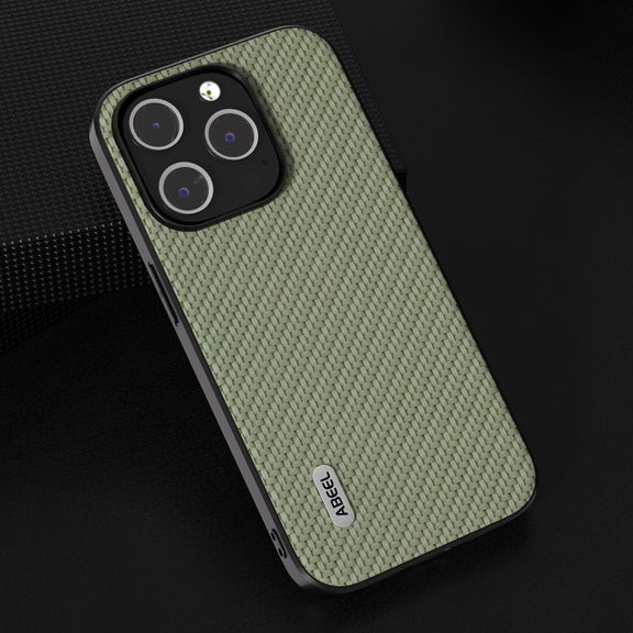For iPhone 15 Pro Max ABEEL Carbon Fiber Texture Protective Phone Case(Green)