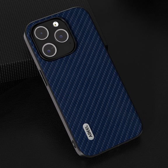 For iPhone 14 Plus ABEEL Carbon Fiber Texture Protective Phone Case(Dark Blue)