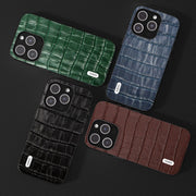 For iPhone 15 ABEEL Crocodile Texture Genuine Leather Phone Case(Brown)