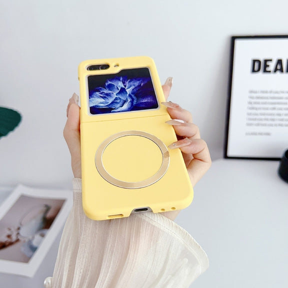 For Samsung Galaxy Z Flip5 Skin Feel Magsafe Magnetic Shockproof PC Phone Case(Yellow)