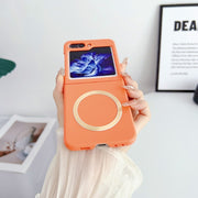 For Samsung Galaxy Z Flip5 Skin Feel Magsafe Magnetic Shockproof PC Phone Case(Orange)