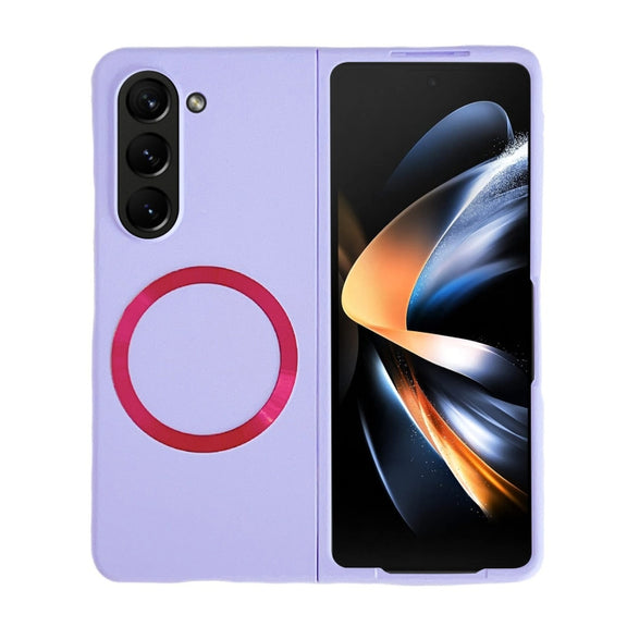 For Samsung Galaxy Z Fold5 Skin Feel Magsafe Magnetic Shockproof PC Phone Case(Purple)