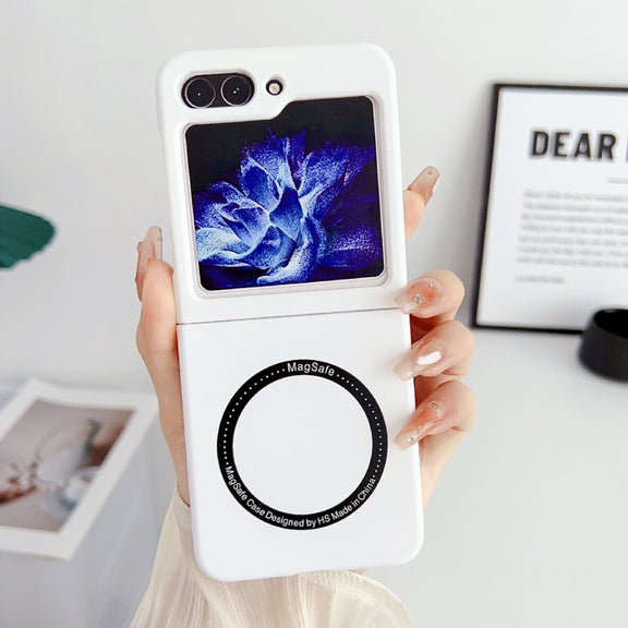 For Samsung Galaxy Z Flip5 Skin Feel Magsafe Magnetic Shockproof PC Phone Case(White)