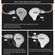 CCA CCA-C10 3.5mm Gold Plated Plug Ten Unit Hybrid Wire-controlled In-ear Earphone, Type:without Mic(Sapphire Cyan)