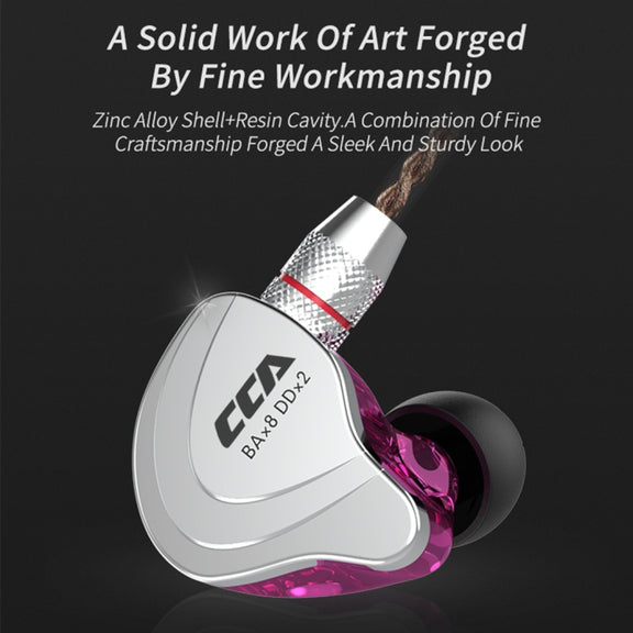 CCA CCA-C10 3.5mm Gold Plated Plug Ten Unit Hybrid Wire-controlled In-ear Earphone, Type:without Mic(Sapphire Cyan)