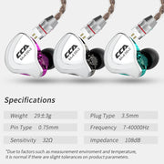 CCA CCA-C10 3.5mm Gold Plated Plug Ten Unit Hybrid Wire-controlled In-ear Earphone, Type:without Mic(Charm Black)