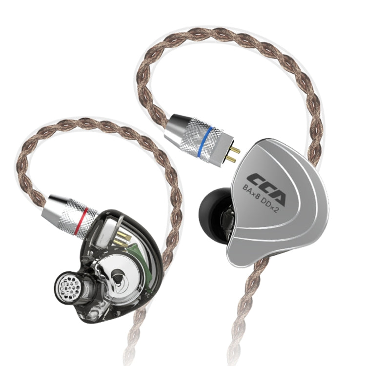 CCA CCA-C10 3.5mm Gold Plated Plug Ten Unit Hybrid Wire-controlled In-ear Earphone, Type:without Mic(Charm Black)