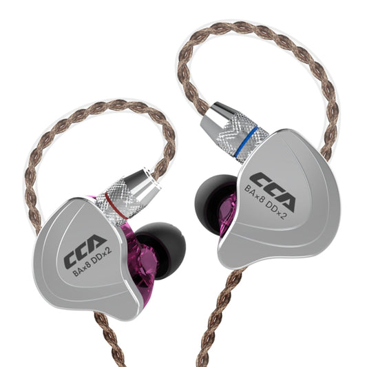 CCA CCA-C10 3.5mm Gold Plated Plug Ten Unit Hybrid Wire-controlled In-ear Earphone, Type:without Mic(Streamer Purple) - free shipping - PMC Jewellery - Order now!