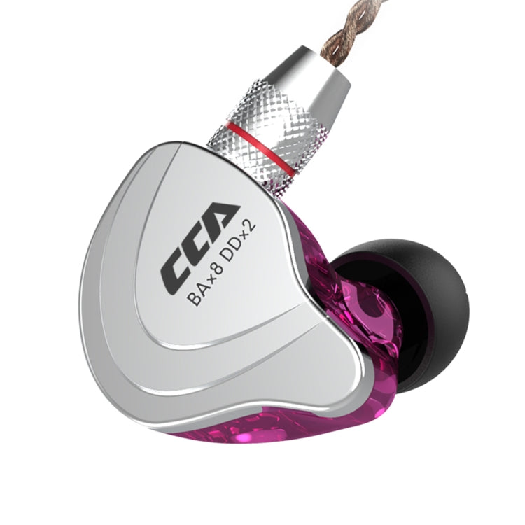 CCA CCA-C10 3.5mm Gold Plated Plug Ten Unit Hybrid Wire-controlled In-ear Earphone, Type:without Mic(Streamer Purple) - free shipping - PMC Jewellery - Order now!