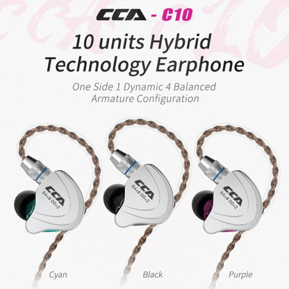 CCA CCA-C10 3.5mm Gold Plated Plug Ten Unit Hybrid Wire-controlled In-ear Earphone, Type:without Mic(Streamer Purple) - free shipping - PMC Jewellery - Order now!