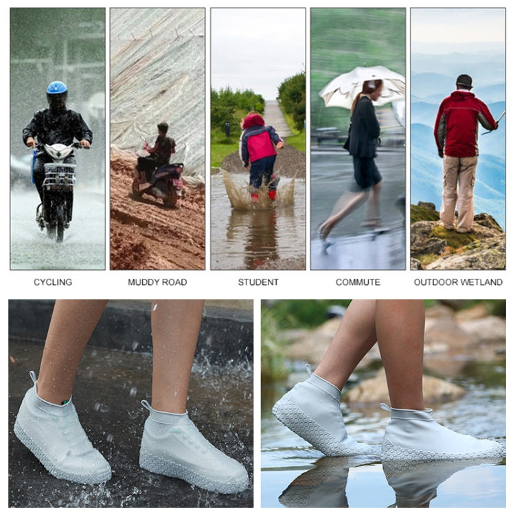 Silicone Non-slip Thickened Wear-resistant Water-resistant Shoe Boots Cover, Size:M(Black)