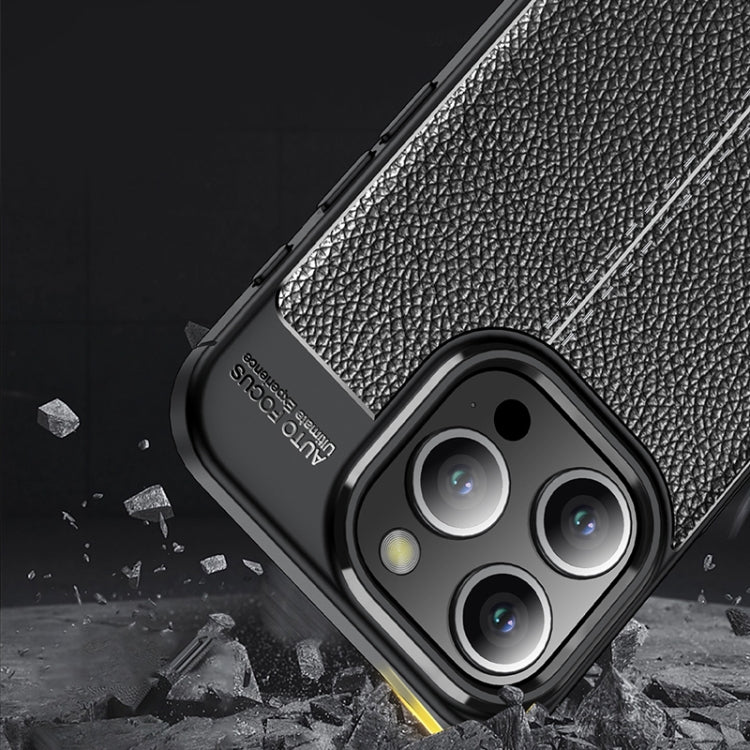 For iPhone 15 Pro Litchi Texture Shockproof TPU Phone Case(Blue)