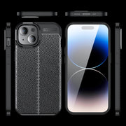 For iPhone 15 Litchi Texture Shockproof TPU Phone Case(Black)