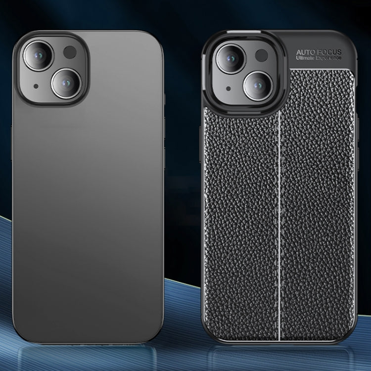 For iPhone 15 Litchi Texture Shockproof TPU Phone Case(Black)