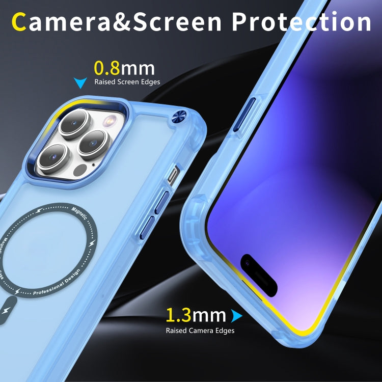 For iPhone 15 Plus Skin Feel TPU + PC MagSafe Magnetic Phone Case(Transparent Blue)
