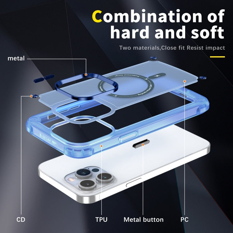 For iPhone 15 Plus Skin Feel TPU + PC MagSafe Magnetic Phone Case(Transparent Blue)