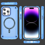 For iPhone 15 Plus Skin Feel TPU + PC MagSafe Magnetic Phone Case(Transparent Blue)