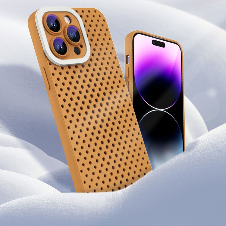 For iPhone 13 Pro Hollow Heat Dissipation TPU Phone Case(Brown)