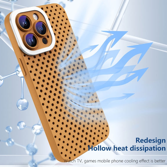 For iPhone 13 Hollow Heat Dissipation TPU Phone Case(Brown)