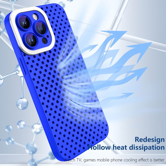 For iPhone 12 Hollow Heat Dissipation TPU Phone Case(Blue)