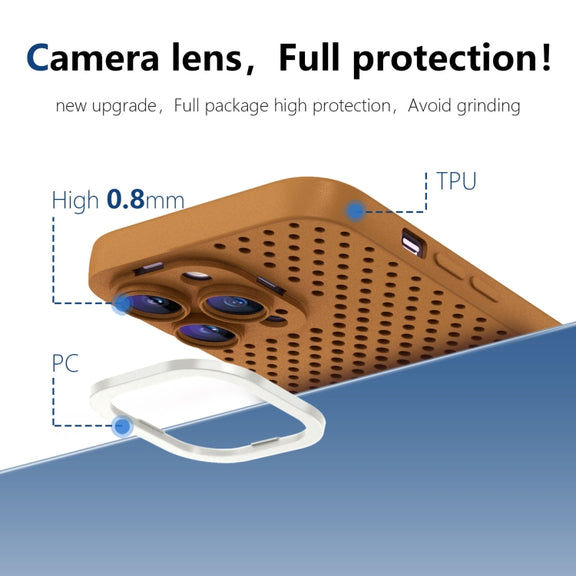 For iPhone 12 Pro Max Hollow Heat Dissipation TPU Phone Case(Brown)