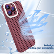 For iPhone 11 Pro Max Hollow Heat Dissipation TPU Phone Case(Rose Red)