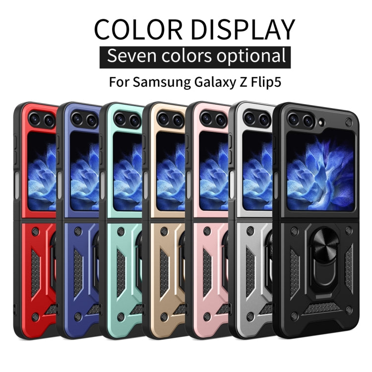 For Samsung Galaxy Z Flip5 Armor Magnetic Bracket TPU+PC Phone Case(Blue) - free shipping - PMC TechLife - Order now!