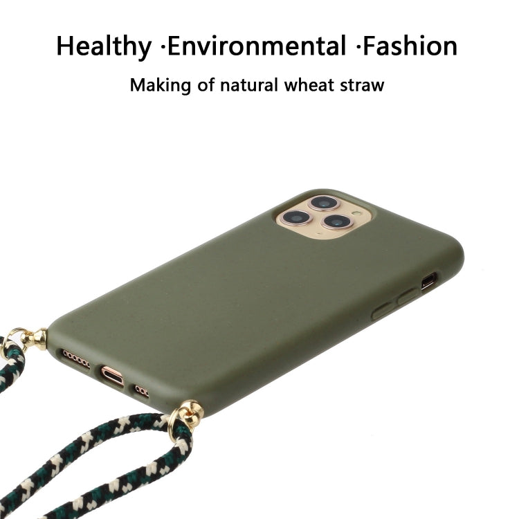 For iPhone 15 Pro Max Wheat Straw Material + TPU Phone Case with Lanyard(Army Green) - free shipping - PMC TechLife - Order now!