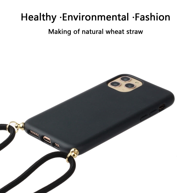 For iPhone 15 Pro Max Wheat Straw Material + TPU Phone Case with Lanyard(Black) - free shipping - PMC TechLife - Order now!