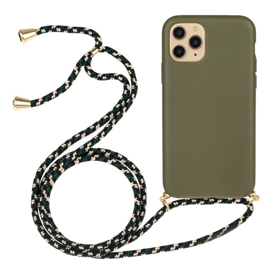For iPhone 15 Pro Wheat Straw Material + TPU Phone Case with Lanyard(Army Green) - free shipping - PMC Jewellery - Order now!