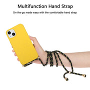 For iPhone 15 Wheat Straw Material + TPU Phone Case with Lanyard(Yellow)