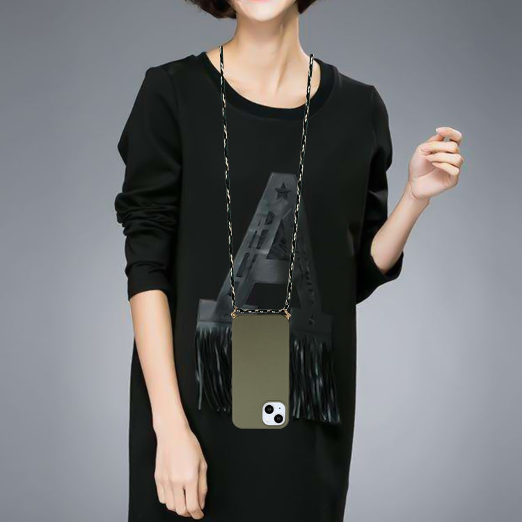 For iPhone 15 Wheat Straw Material + TPU Phone Case with Lanyard(Army Green) - free shipping - PMC TechLife - Order now!