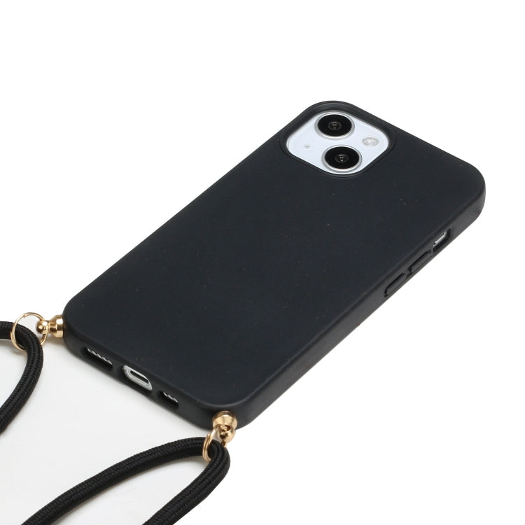 For iPhone 15 Wheat Straw Material + TPU Phone Case with Lanyard(Black) - free shipping - PMC TechLife - Order now!