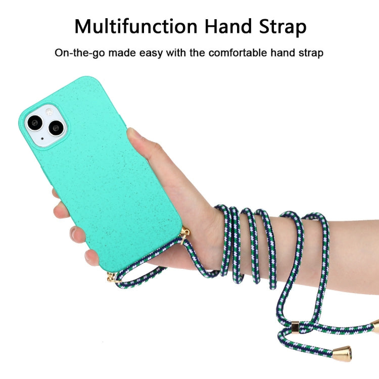 For iPhone 15 Wheat Straw Material + TPU Phone Case with Lanyard(Green) - free shipping - PMC TechLife - Order now!