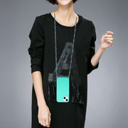 For iPhone 15 Wheat Straw Material + TPU Phone Case with Lanyard(Green)
