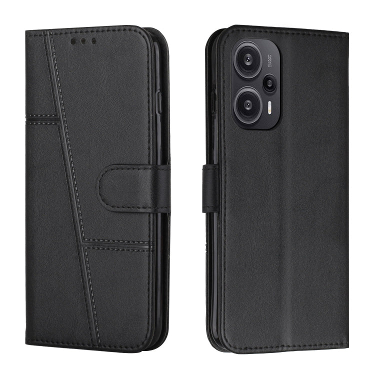 For Xiaomi Redmi Note 12 Turbo/Poco F5 Stitching Calf Texture Buckle Leather Phone Case(Black) - free shipping - PMC TechLife - Order now!