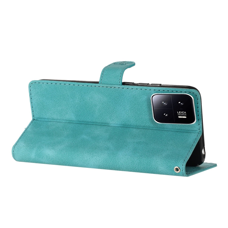 For Xiaomi 13 Flower Butterfly Embossing Pattern Leather Phone Case(Sky Blue) - free shipping - PMC TechLife - Order now!