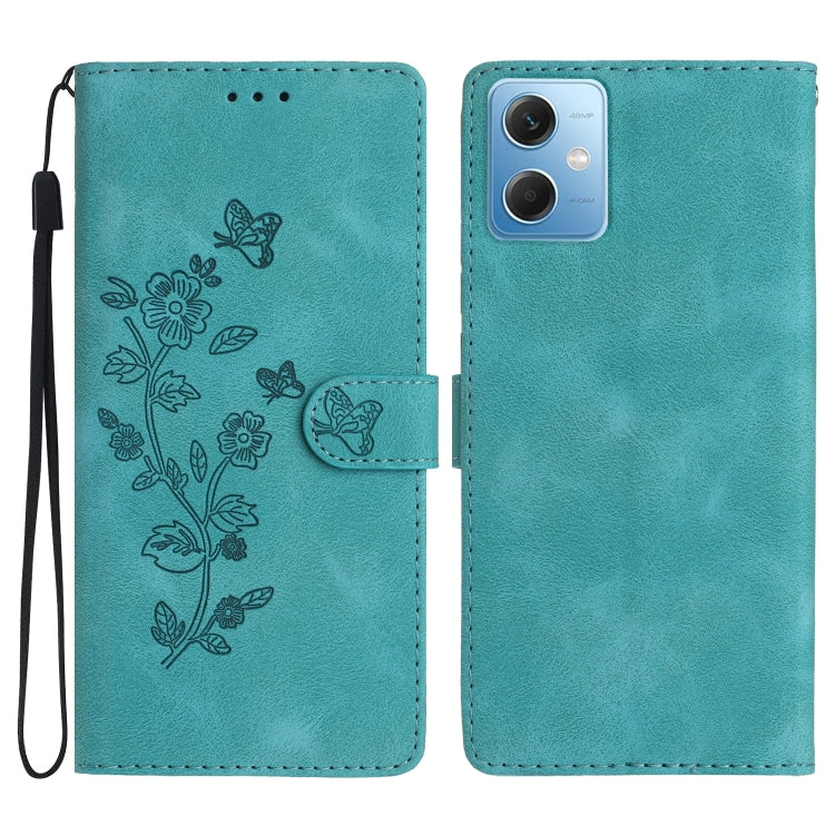 For Xiaomi Redmi Note 12 5G Flower Butterfly Embossing Pattern Leather Phone Case(Sky Blue) - free shipping - PMC TechLife - Order now!