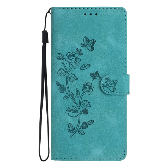 For Xiaomi Redmi Note 12 5G Flower Butterfly Embossing Pattern Leather Phone Case(Sky Blue)