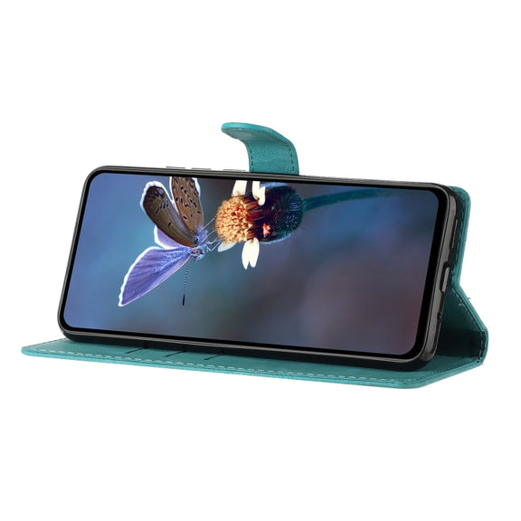 For Xiaomi Redmi Note 12 5G Flower Butterfly Embossing Pattern Leather Phone Case(Sky Blue)