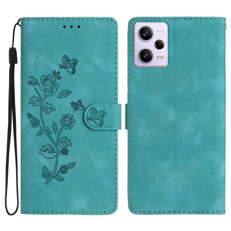 For Xiaomi Redmi Note 12 Pro 5G Flower Butterfly Embossing Pattern Leather Phone Case(Sky Blue) - free shipping - PMC TechLife - Order now!