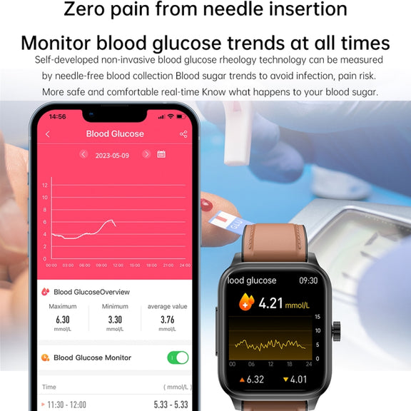 ET540 1.91 inch IP67 Water-resistant Silicone Band Smart Watch, Support ECG / Non-invasive Blood Glucose Measurement(Black)
