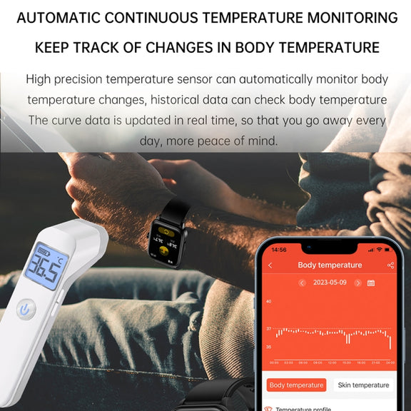 ET540 1.91 inch IP67 Water-resistant Silicone Band Smart Watch, Support ECG / Non-invasive Blood Glucose Measurement(Black)