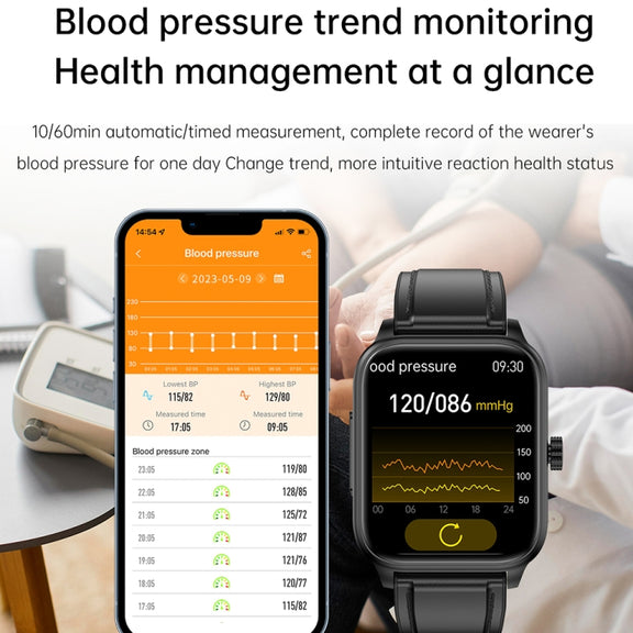 ET540 1.91 inch IP67 Water-resistant Silicone Band Smart Watch, Support ECG / Non-invasive Blood Glucose Measurement(Black)