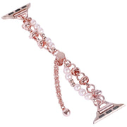 For Apple Watch Series 9 41mm Pearl Bracelet Metal Watch Band(Rose Gold)