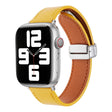 For Apple Watch SE 2022 44mm Magnetic Buckle Skin Feel Leather Watch Band(Yellow) - Watch Bands by PMC TechLife | Online Shopping South Africa | PMC TechLife