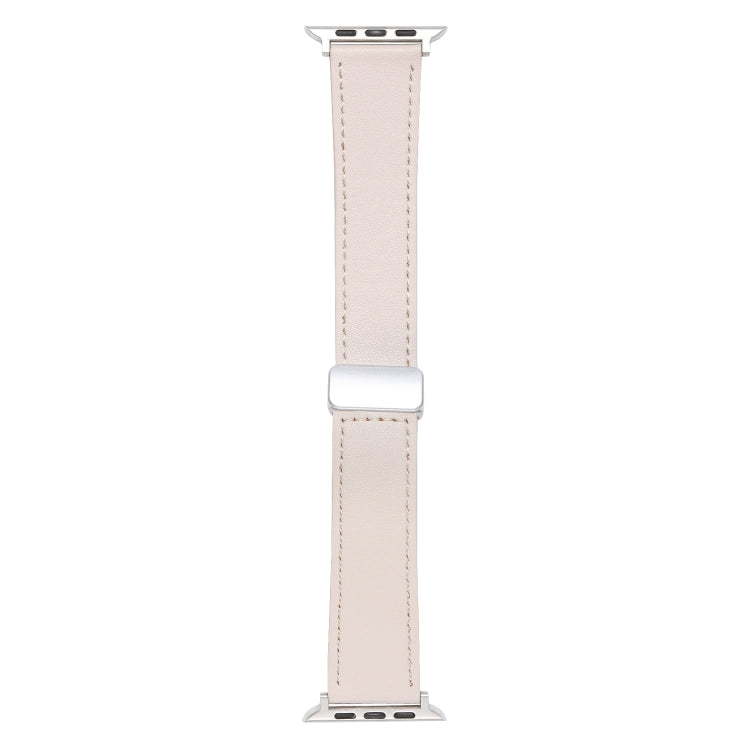 For Apple Watch SE 44mm Magnetic Buckle Skin Feel Leather Watch Band(Apricot) - Watch Bands by PMC TechLife | Online Shopping South Africa | PMC TechLife