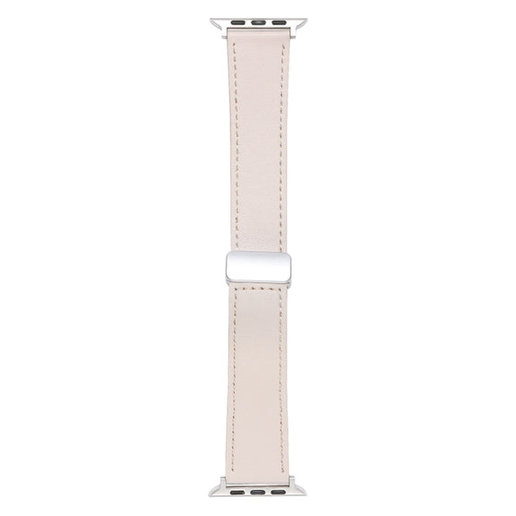For Apple Watch 5 40mm Magnetic Buckle Skin Feel Leather Watch Band(Apricot)