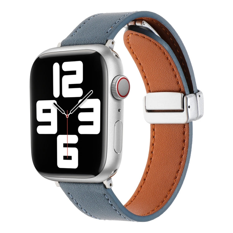 For Apple Watch 3 38mm Magnetic Buckle Skin Feel Leather Watch Band(Light Blue) - Watch Bands by PMC TechLife | Online Shopping South Africa | PMC TechLife